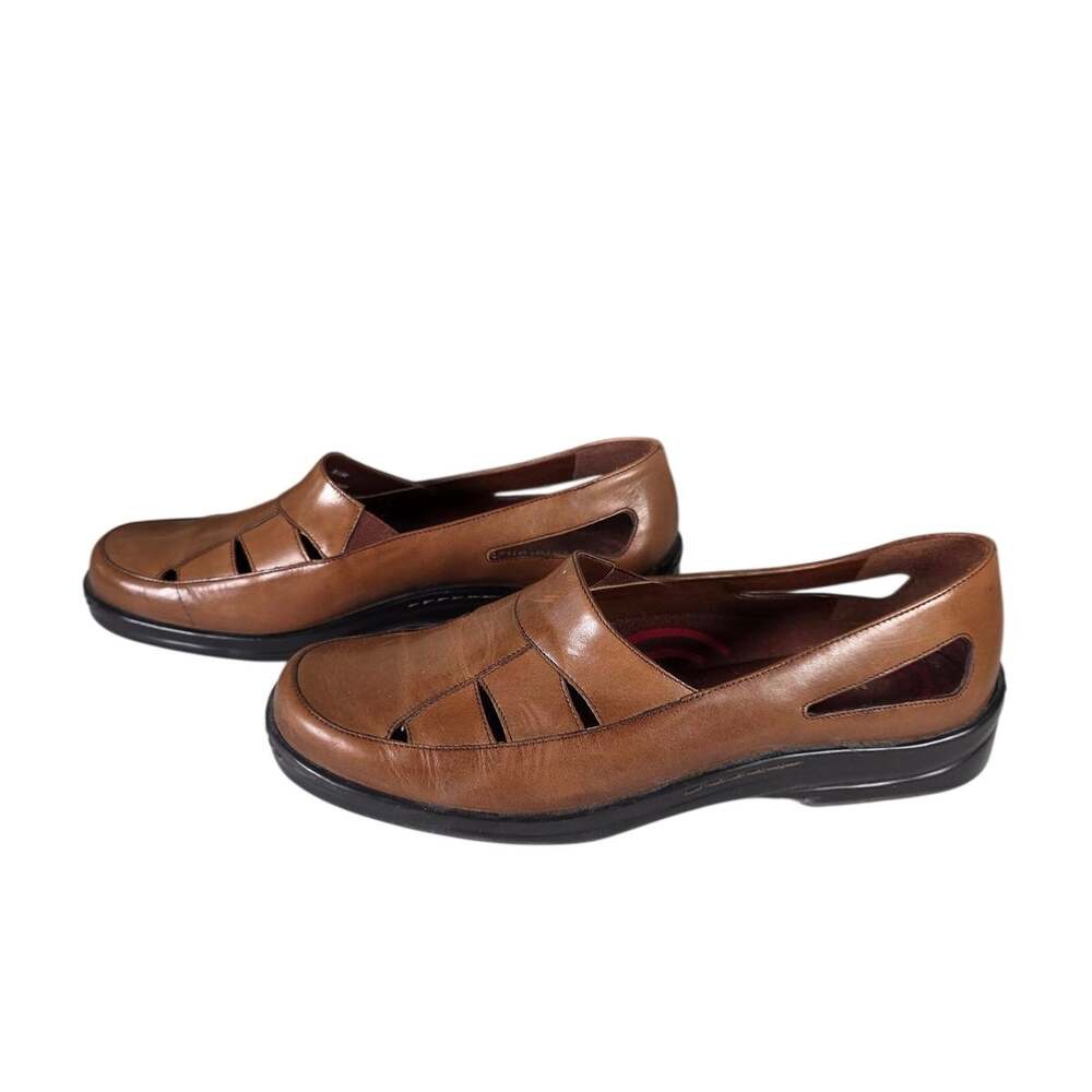Naturalizer Parson Saddle Tan Leather Fisherman Cutout Slip On Shoes 9.5W